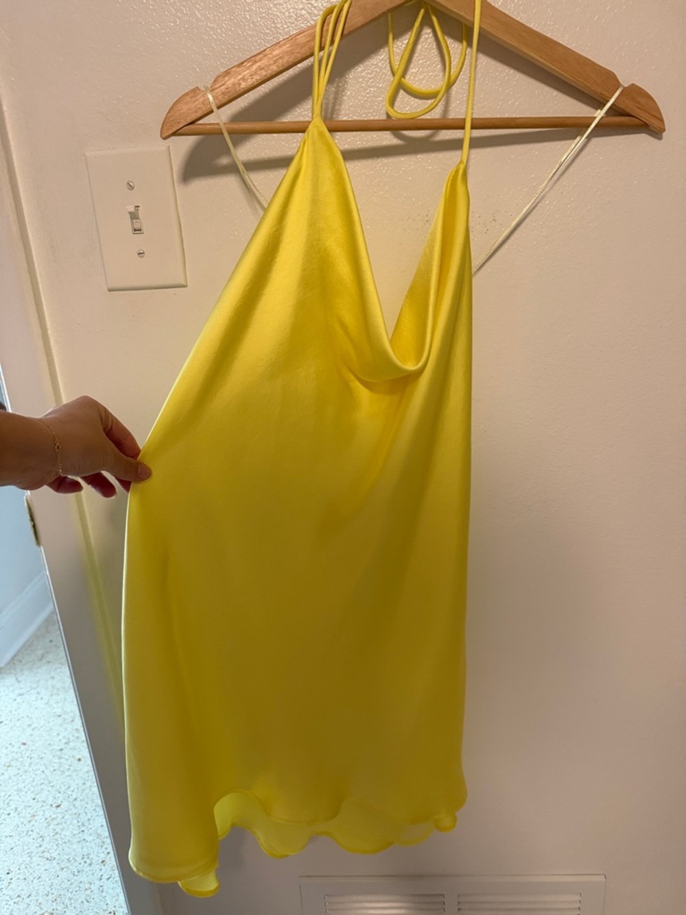 Zara Bright Yellow Cowl Neck Silk-Feel Camisole